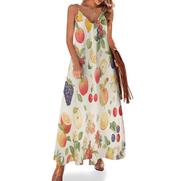 Various Fruits Sleeveless Dress Women's Luxury Party Dress Birthday Dresses for Women