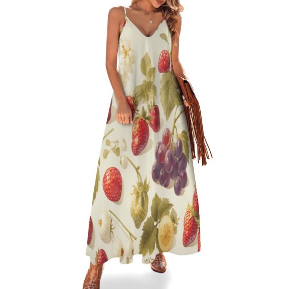 Various Fruits Sleeveless Dress for Women Clothing Female Women's Summer Skirt