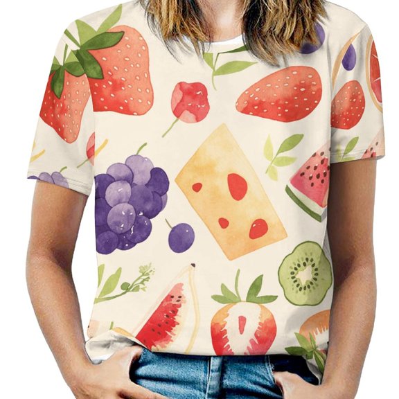 Various Fruits T Shirts Basic T-Shirt Short Sleeve Ladies Tee Shirt Summer Graphic Clothing