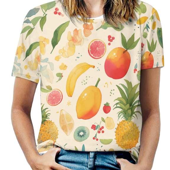 Various Fruits T Shirts Basic T-Shirt Short Sleeve Ladies Tee Shirt Summer Graphic Clothing