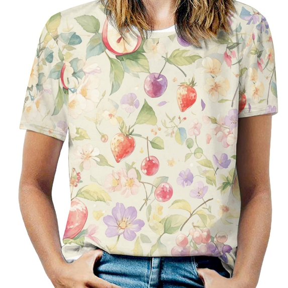 Various Fruits T Shirts Basic T-Shirt Short Sleeve Ladies Tee Shirt Summer Graphic Clothing