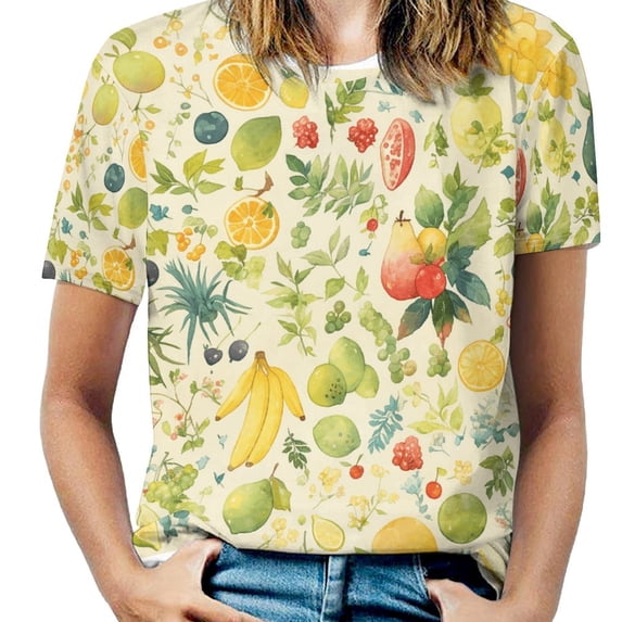 Various Fruits T Shirts Basic T-Shirt Short Sleeve Ladies Tee Shirt Summer Graphic Clothing