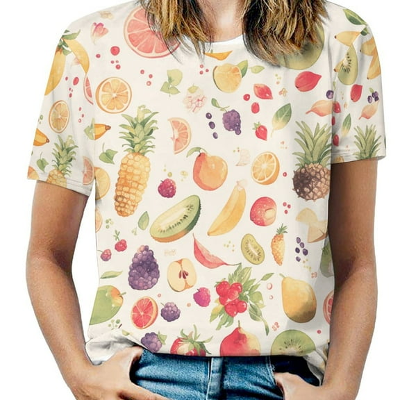 Various Fruits T Shirts Basic T-Shirt Short Sleeve Ladies Tee Shirt Summer Graphic Clothing