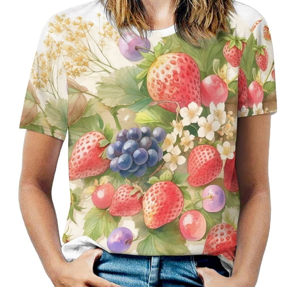 Various Fruits T Shirts Basic T-Shirt Short Sleeve Ladies Tee Shirt Summer Graphic Clothing
