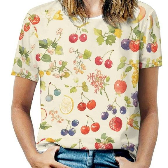 Various Fruits T Shirts Basic T-Shirt Short Sleeve Ladies Tee Shirt Summer Graphic Clothing