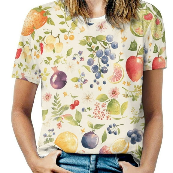 Various Fruits T Shirts Basic T-Shirt Short Sleeve Ladies Tee Shirt Summer Graphic Clothing