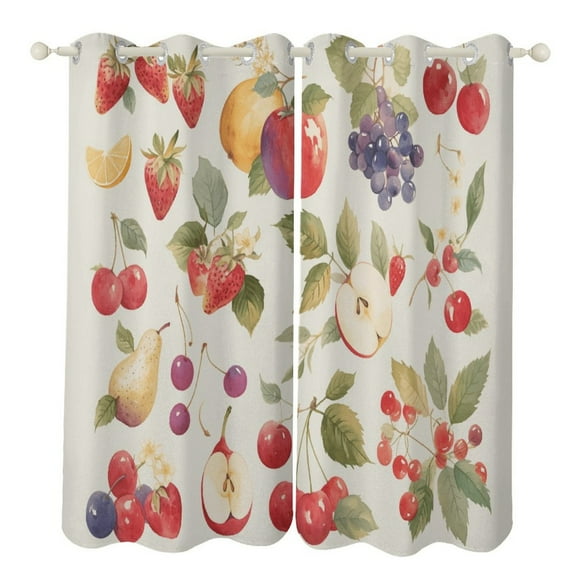 Various Fruits Window Curtains for Bedroom Colorful Printed Window Drapes Blackout Thermal Insulated Grommet Window Treatment 2 Panels Set