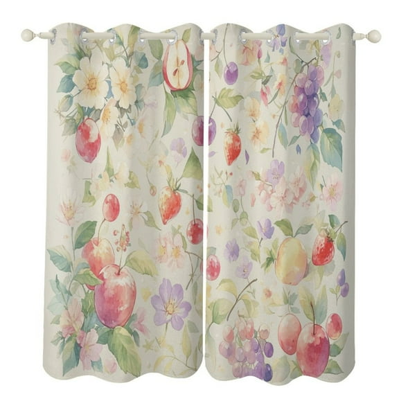 Various Fruits Window Curtains for Bedroom Colorful Printed Window Drapes Blackout Thermal Insulated Grommet Window Treatment 2 Panels Set