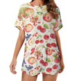 thumbnail image 1 of Various Fruits Women's Ruffle Short Sleeve Tops And Shorts Cute Peeps Bunny Pajamas Sets, 1 of 7