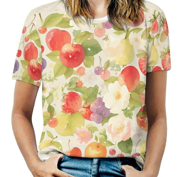 Various Fruits Women's Short Sleeve Tops Casual Blouses T Shirt