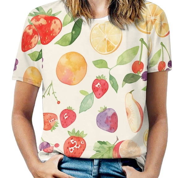 Various Fruits Women's Short Sleeve Tops Casual Blouses T Shirt