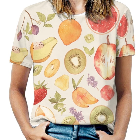 Various Fruits Women's Short Sleeve Tops Casual Blouses T Shirt