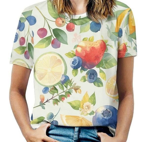 Various Fruits Women's T-Shirt Short Sleeve T Shirts Tops Tee Ladies Loose T