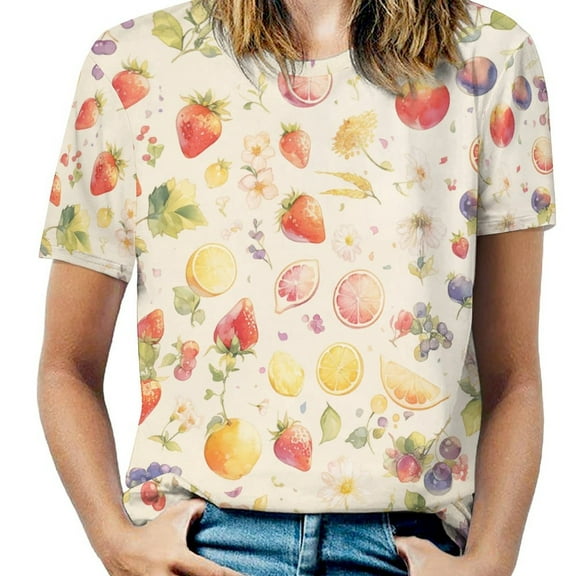 Various Fruits Women's T-Shirt Short Sleeve T Shirts Tops Tee Ladies Loose T