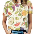 thumbnail image 1 of Various Fruits Womens Tops Women's Fashion Casual Short Sleeve Flower Print Round Neck Pullover Top Blouse, 1 of 6