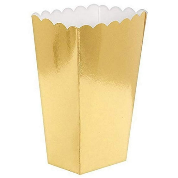 Amscan Gold Paper Popcorn Boxes, 5 1/4" x 3 3/4"