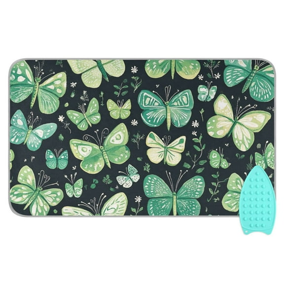 Various Green Butterflies Ironing Mat Blanket for Table Top Travel Portable Ironing Board Pad 47.2x27.6 Inch
