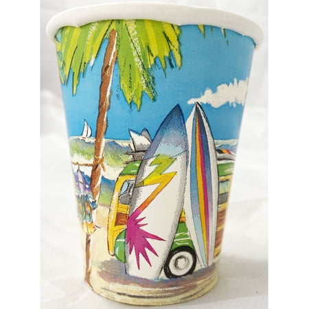 Various "Hang Loose" 9oz Disposable Paper Cups, 8 Count