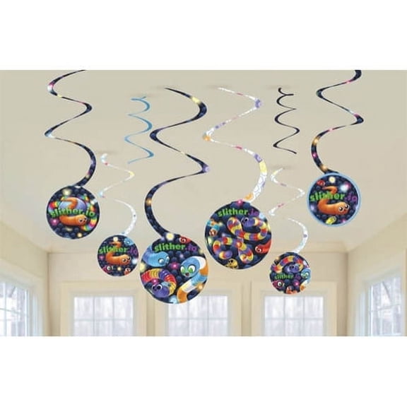 Various Hanging Swirl Decorations, Snake, Multicolor, One Size, 8 Count