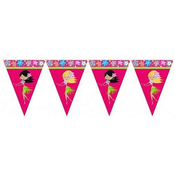 Various Hawaiian Luau 'Let's Hula' Girl Flag Banner, 1 Count