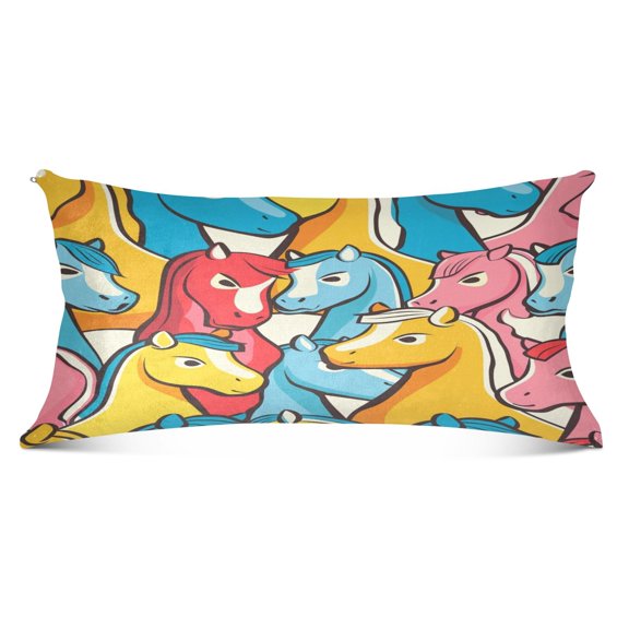 Various Horses Head Plush Pillow Cases Body Size Ultra Soft Warm Pillowcases with Zipper 20"x54"