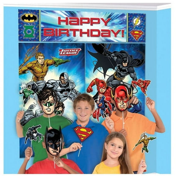 Various Justice League Wall Poster Decorating Kit w/ Photo Props (17pc)