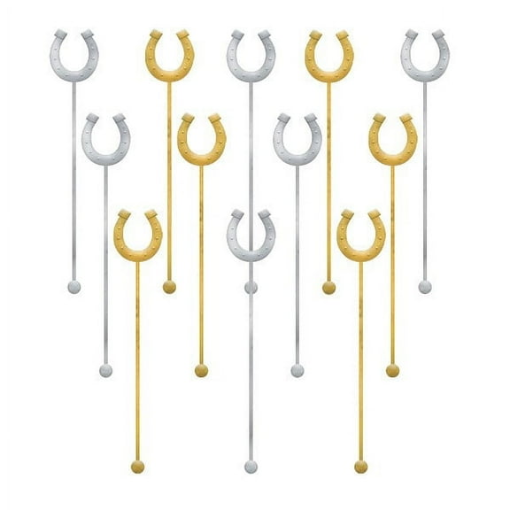 Various Kentucky Derby Theme Plastic Drink Stirrers for Beverages (12 Pack)