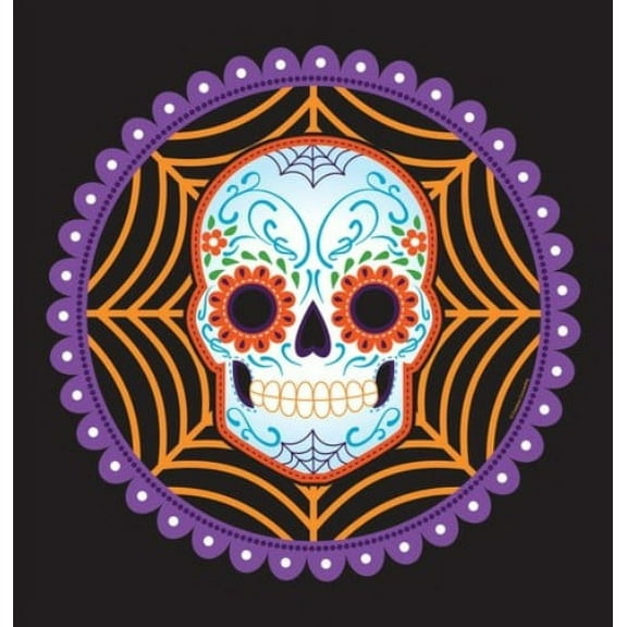 Various Modern Tablecloth, Day of the Dead, Purple Printed Plastic, 54" x 54"