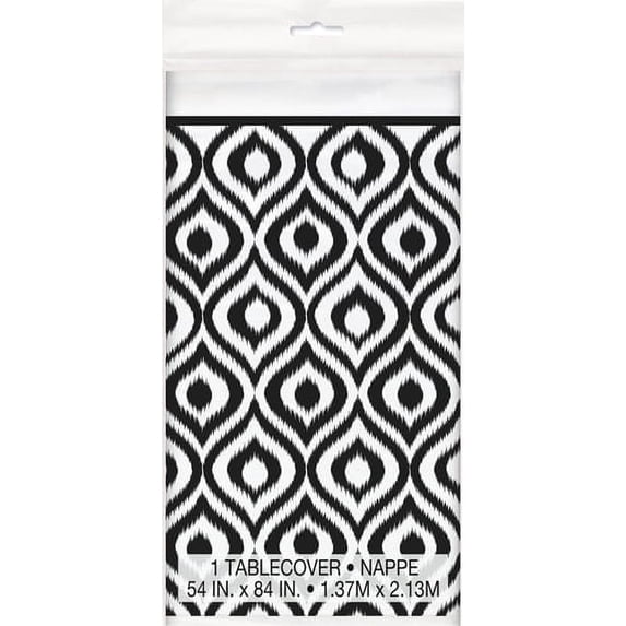 Various Moroccan Ikat Plastic Tablecloth, Multicolor
