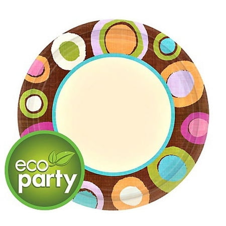Various Multicolor Disposable Paper Plates, 8 Count, 1 Pack