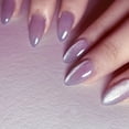 thumbnail image 1 of Various Nail Shapes Pure Desire Aesthetic Press-On Nails - Minimalist Reflective Cat Eye, Assorted Shiny Tips, 3 Sets (24Pcs/Set) with Free Jelly Glue & Nail File-purple and white, 1 of 16
