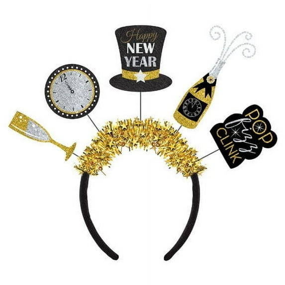 Various New Year's Plastic Novelty Headband, Black, 1 ct