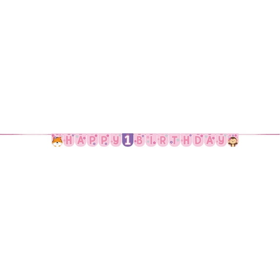 Various One Is Fun Girl Ribbon Banner, 1pk, 7.75" x 7.75"