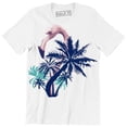 thumbnail image 1 of Various Palm trees Silhouettes In Deep blue And pink flamingo Men's T-Shirt, 1 of 4