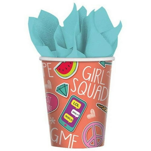 Various Party Disposable Paper Cups, 9oz, Multicolor, 8 Count
