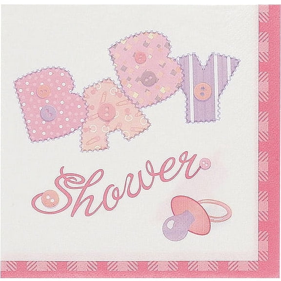Various Pink Stitching Lunch Napkins, 16 Count
