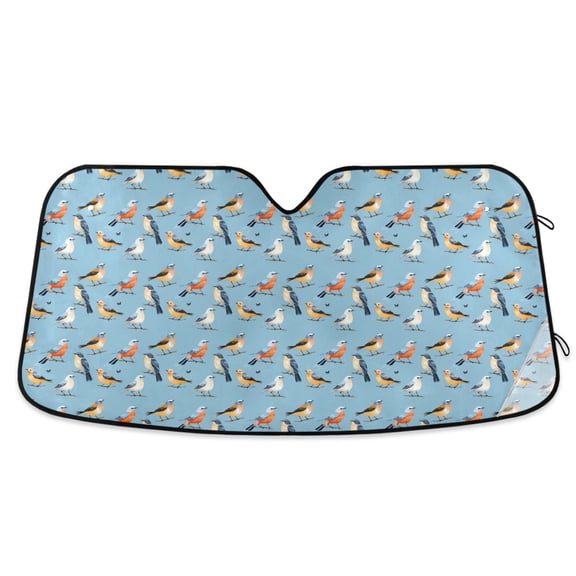 Various Poses Birds Car Windshield Sun Shade Foldable Car Front Window Visor Heat and UV Protection 53x23.5
