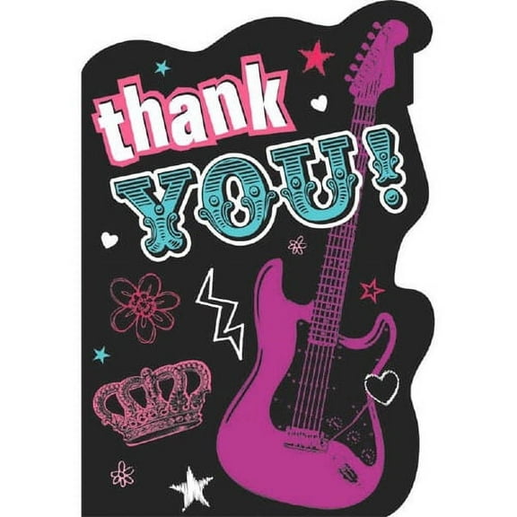 Various Princess Rocker Thank You Note Set, 8ct, 5.5 x 4