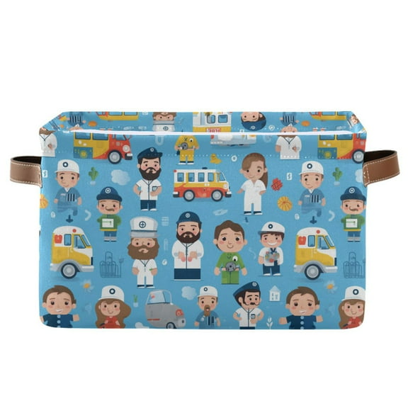 Various Professions Character Storage Bins with Handle Fabric Organizer Basket Foldable Box 1 Pack 14.2x10.2x8.3
