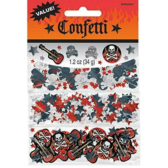 Various Rock On Skull and Flames Confetti Value Pack, 3 Types
