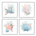 thumbnail image 1 of Various Sea Life Nautical Coral Reef Animals & Insects Graphic Art White Framed Art Print Wall Art, Set of 4, 1 of 8