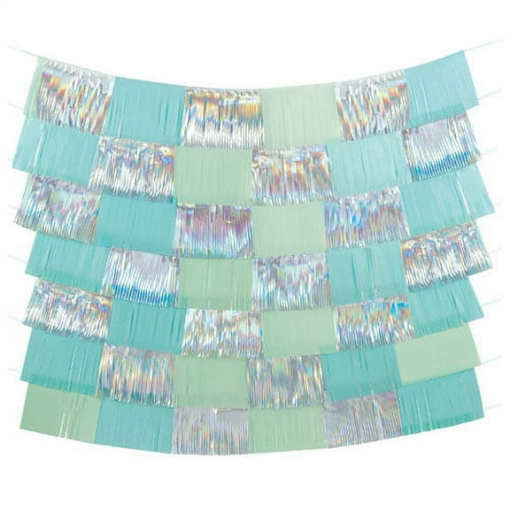 Various Silver Iridescent Fringe Backdrop, 9 Pieces