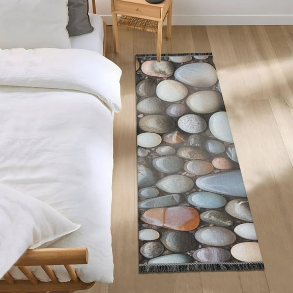 Various Size Pebbles Runner Area Rug 2x6 Soft Non-Slip Washable Bedside Carpet for Hallway Bedroom Living Room Home Decor