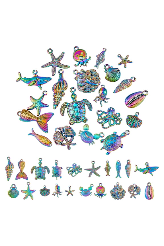 Various Style Rainbow Color Charms 3D Textured Fruit Charms Animal Moon and Sun Charms Alloy Pendants for Jewelry Making