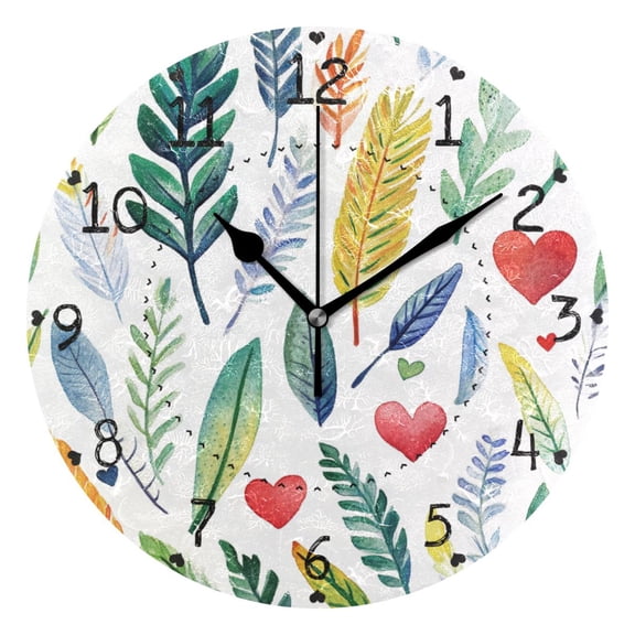 Various Styles Of Leaves Round Wall Clock Silent Battery Operated Home Decor for Living Room Bedroom