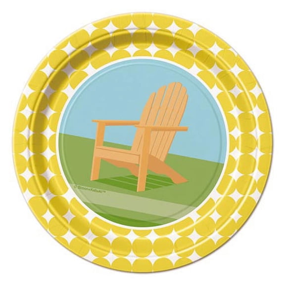 Various Summer 'Sunny Chairs' Disposable Paper Plates, 7", 8 Count