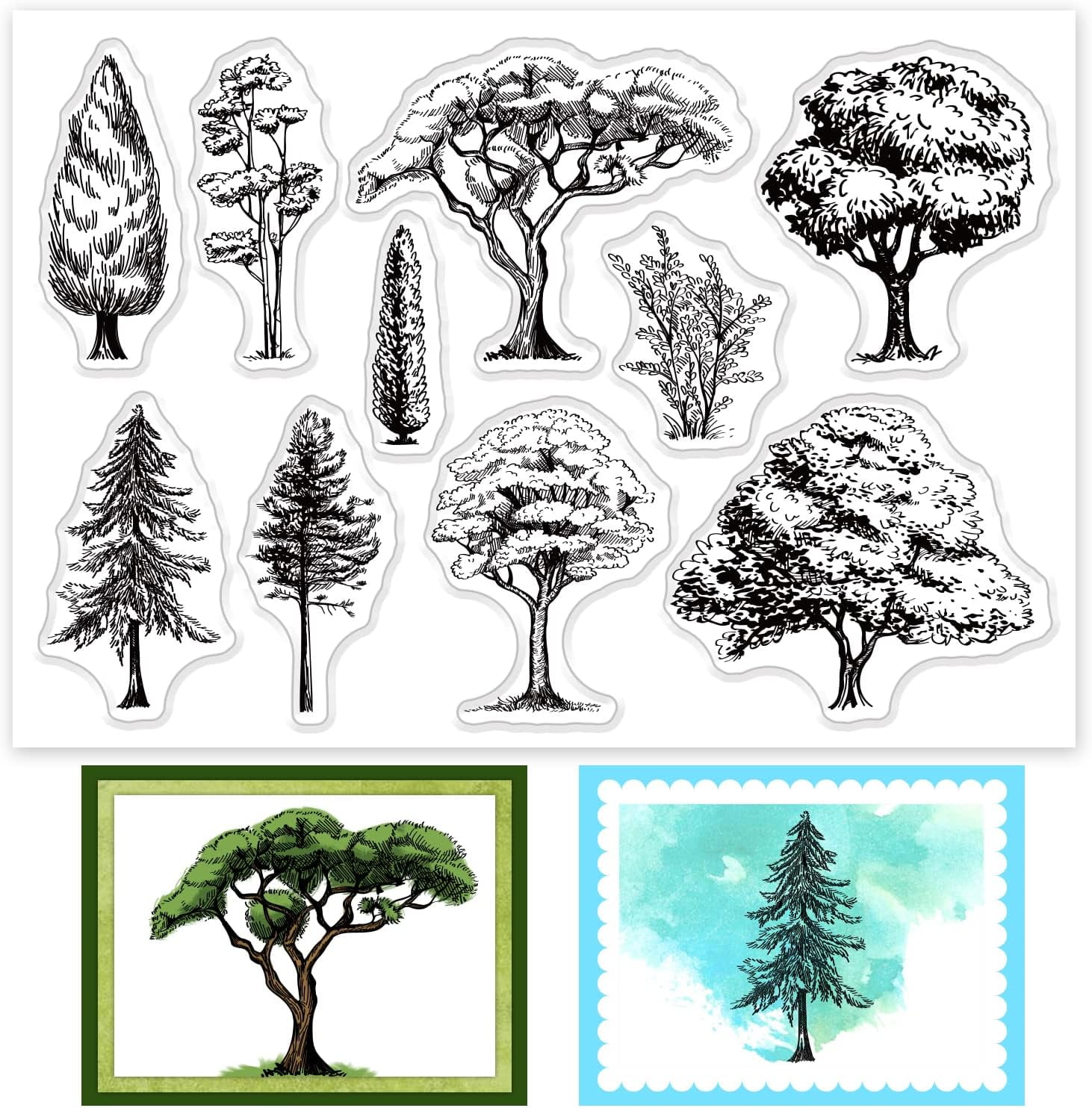 Various Trees Clear Stamp Landscape Silicone Clear Stamp Natural Plant