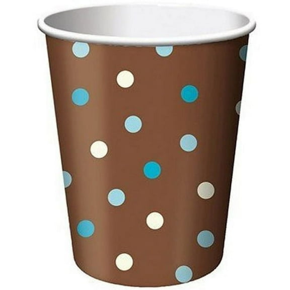 Various Wedding 'Aqua Polka Dots' 9oz Disposable Paper Cups, 8 Count (1 Pack)