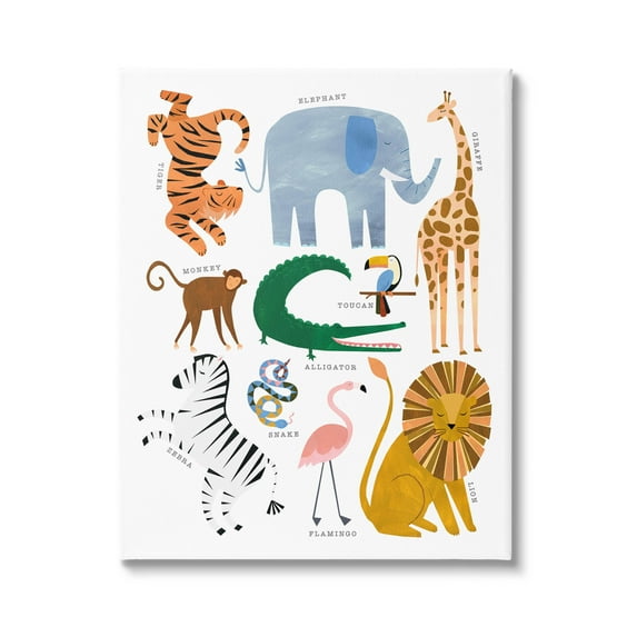 Various Wildlife Jungle Animals Animals & Insects Graphic Art Gallery Wrapped Canvas Print Wall Art