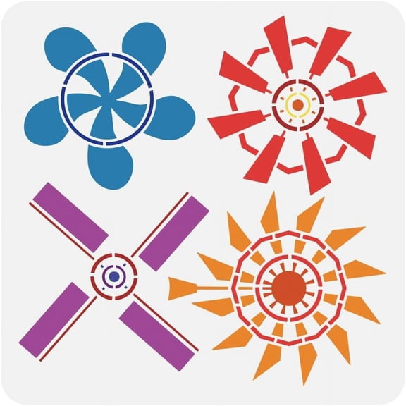 Various Windmill Logos Large Stencil 11.811.8" Windmill Blades Painting Stencils Farm Ranch Country Signs Stencils Prim Family Home DIY Signs Templates for Fabric Tiles Floor Furniture for DIY